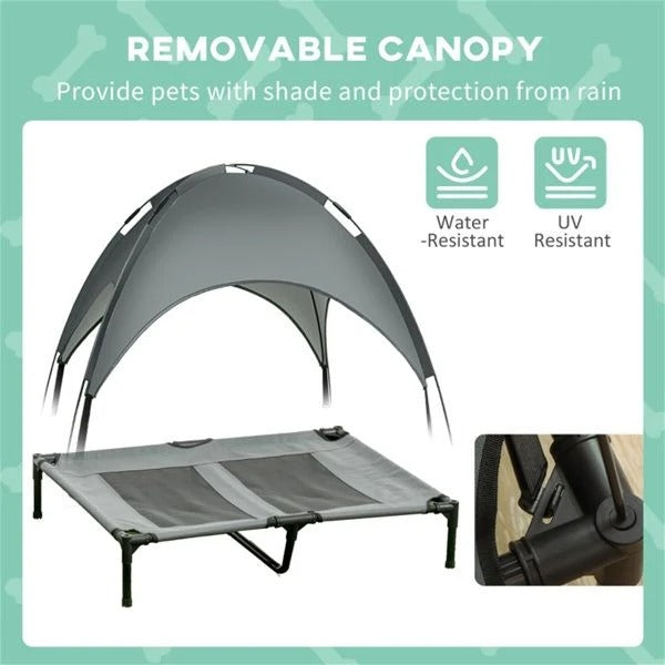 Elevated Dog Bed with Cooling Mat and UV Canopy