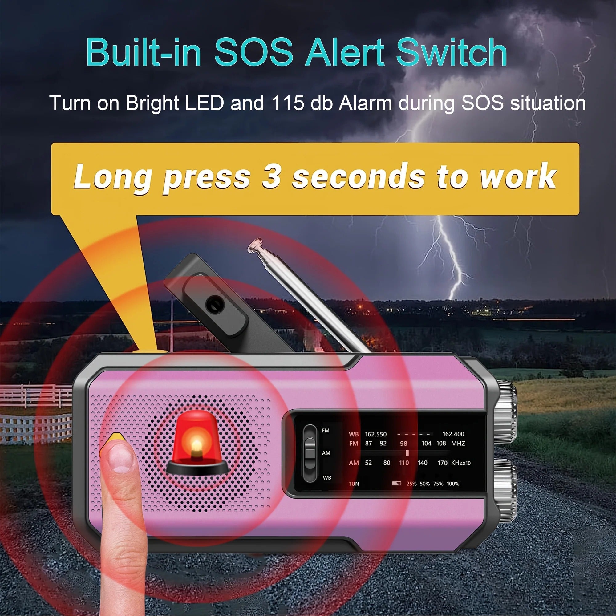 Hand Crank Emergency Radio with Solar and Flashlight