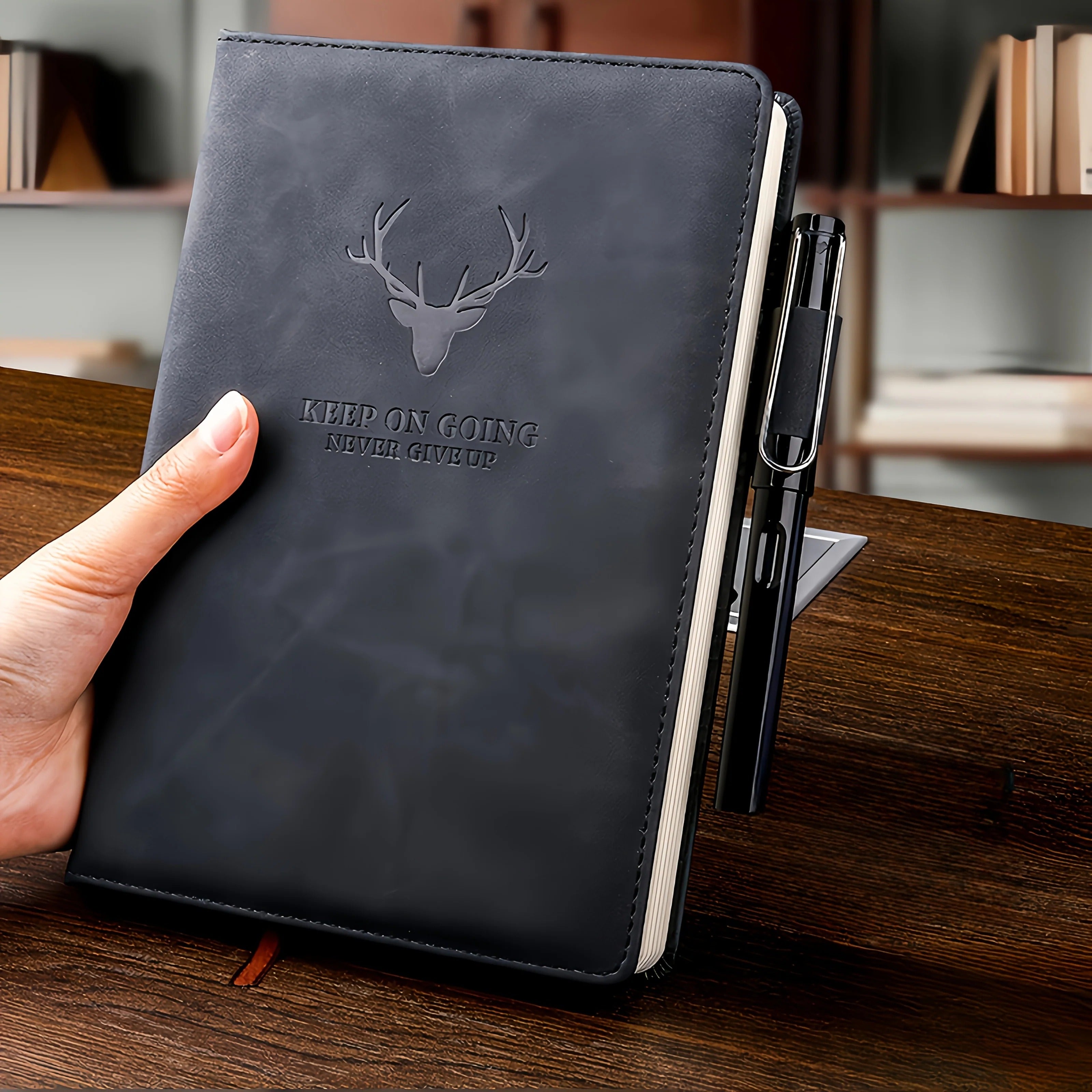 360-Page Faux Leather Notebook with Bookmark