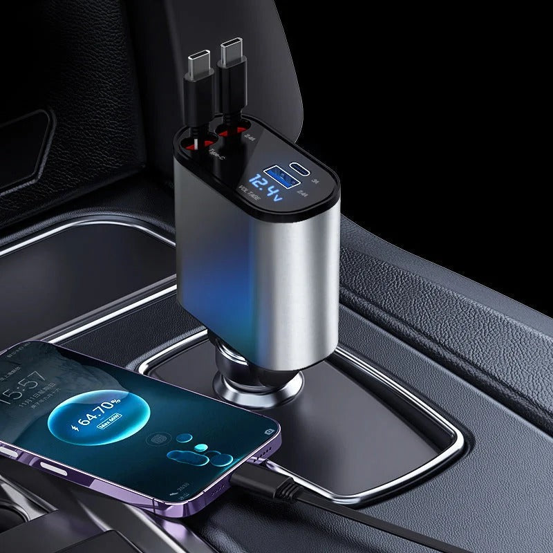 4-in-1 Foldable Car Charger with USB-C
