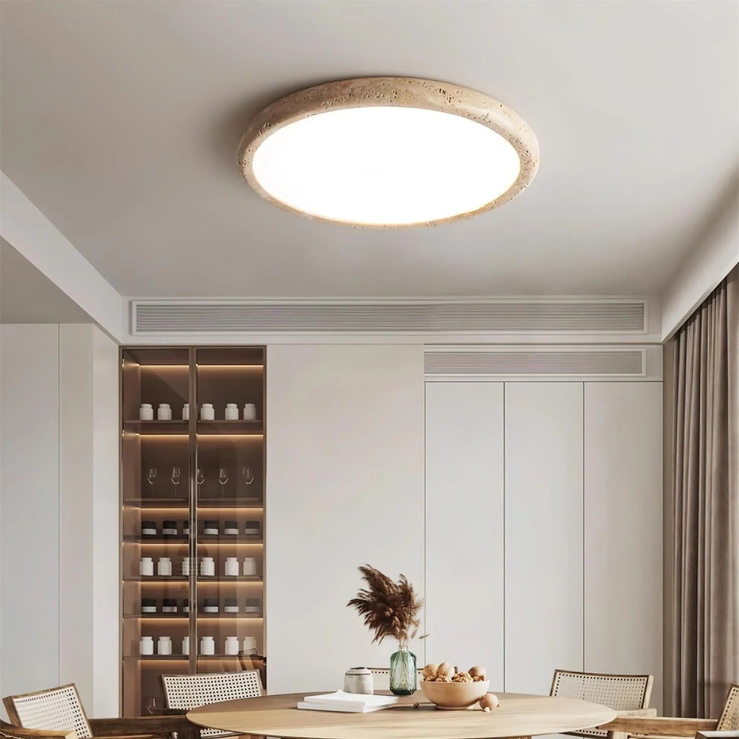 Travertine Stone Flush Mount Ceiling Light for Living Room