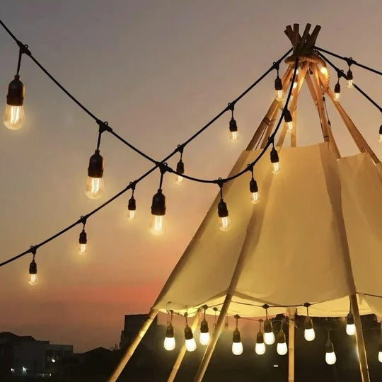 Outdoor Festoon String Lights (15 m, 15 Bulbs)