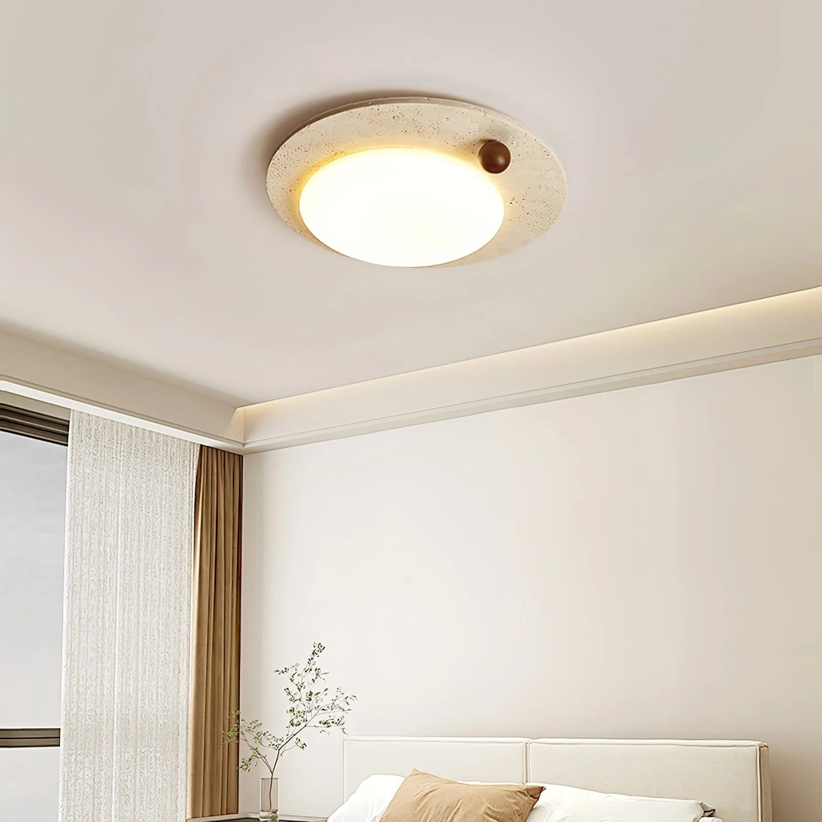 Travertine Stone Flush Mount Ceiling Light for Living Room