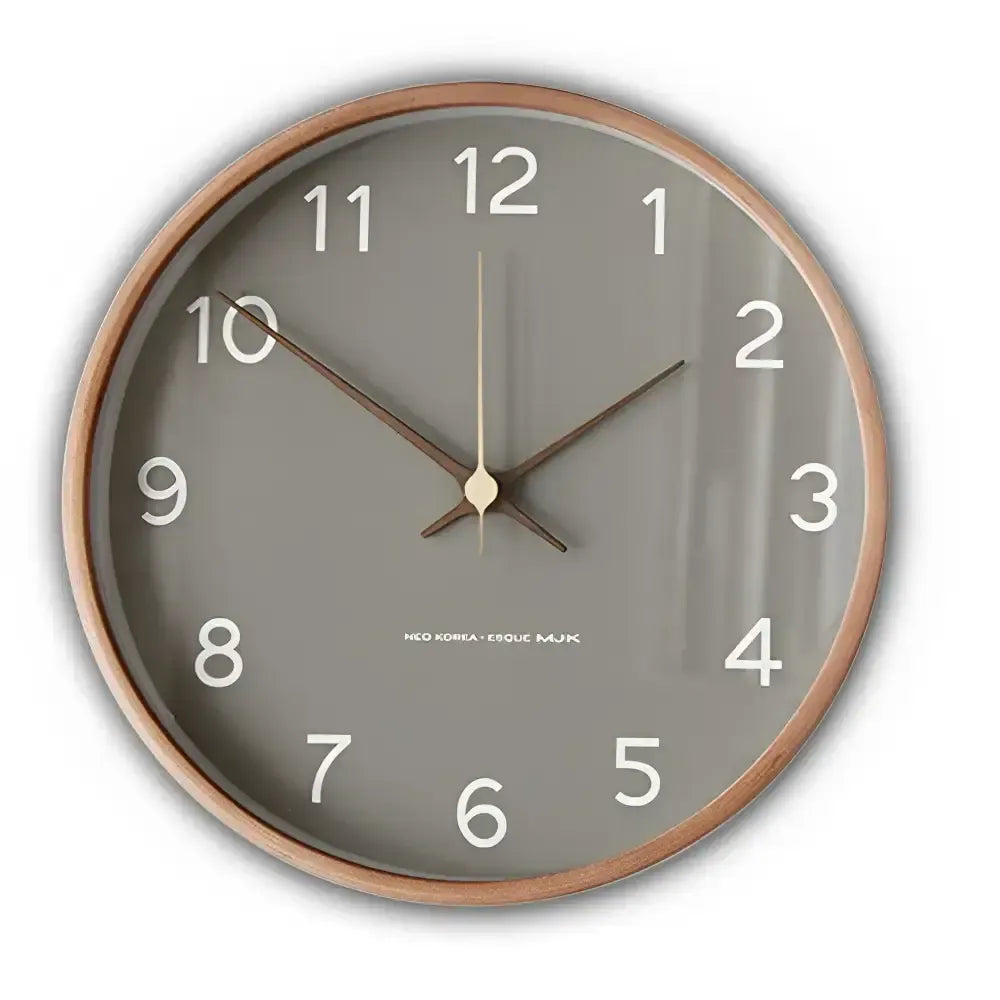 Scandinavian Solid Wood Frame Silent Wall Clock for Living Room and Bedroom