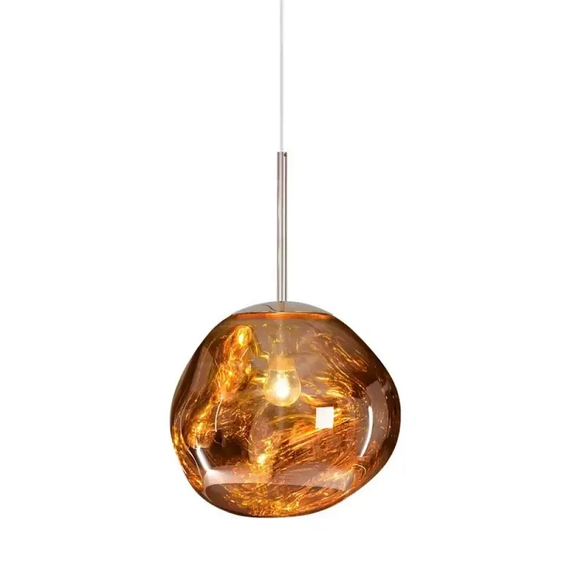 Melting Globe Glossy Metal Pendant Light 15 to 38 cm E27 in Gold Silver Red or Warm Brown Pink