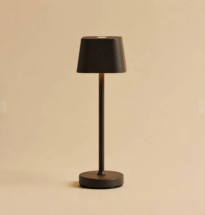 Mocha Brown Metal Cordless Rechargeable Dimmable Table Lamp for Bedside