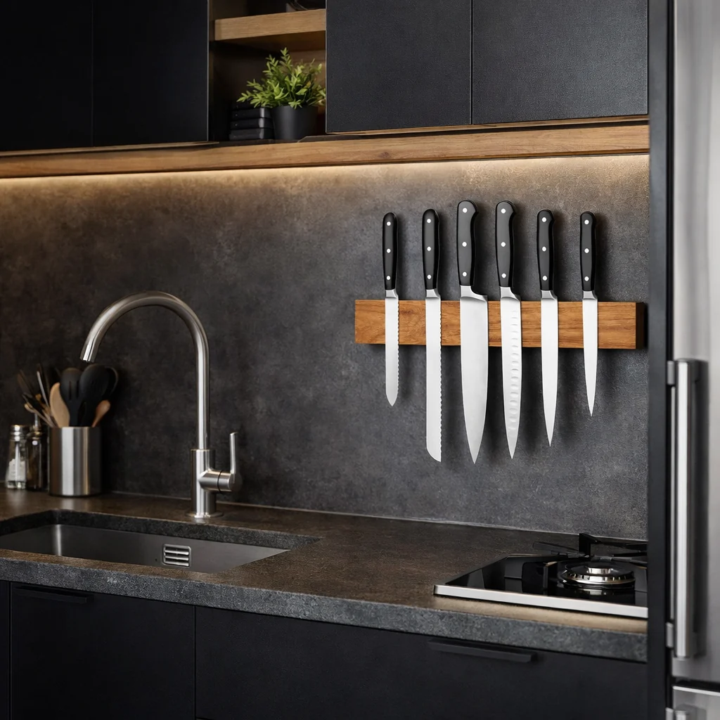 Wooden Magnetic Knife Strip