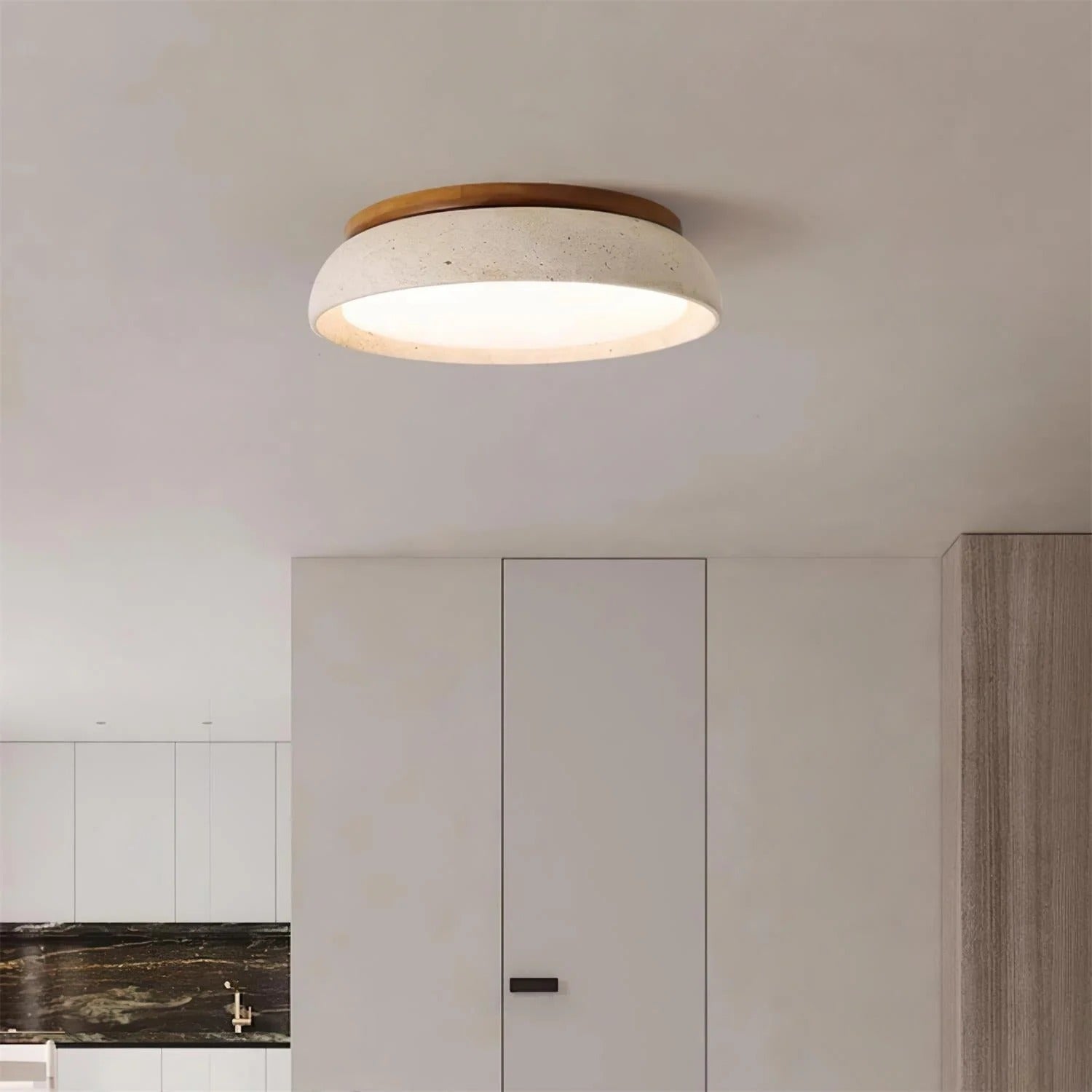 Travertine Stone Flush Mount Ceiling Light for Living Room