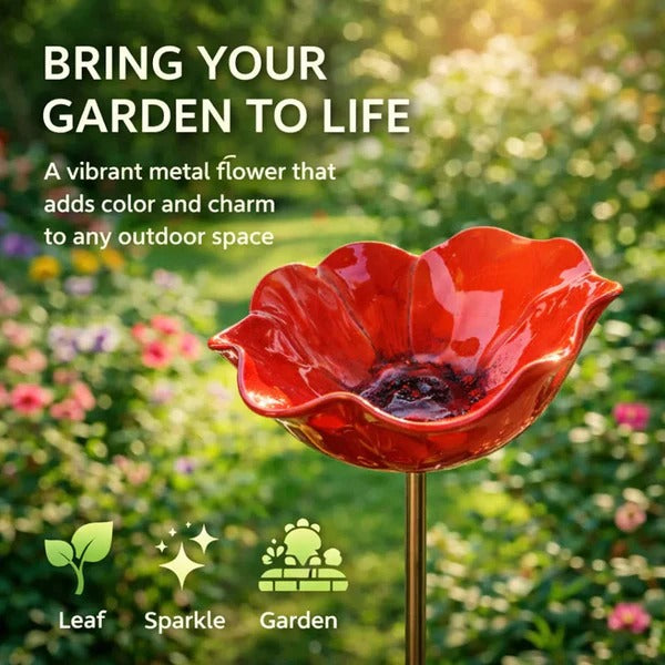 Flower-Shaped Bird Bath Garden Stake