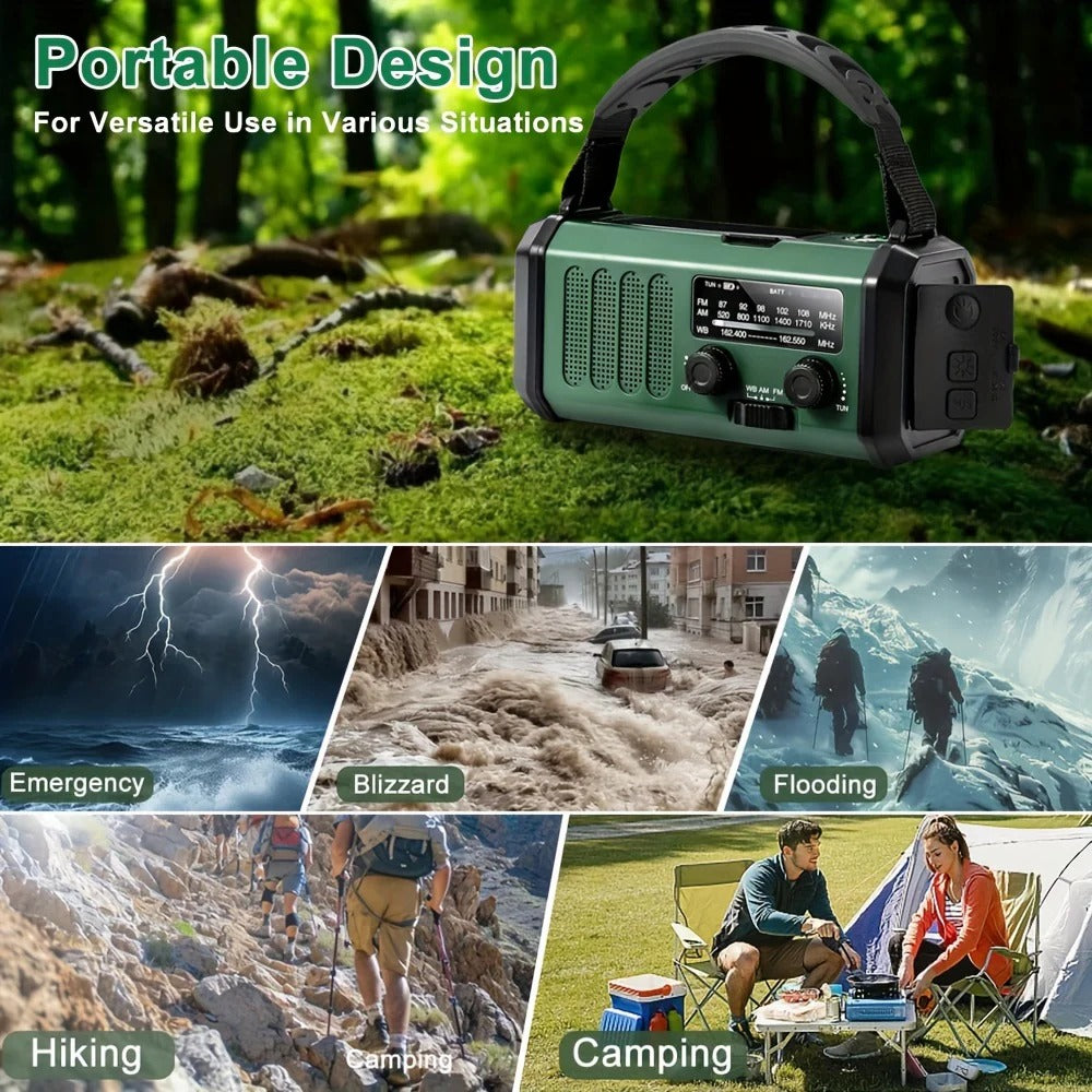 Emergency Crank Radio with Solar Panel and Power Bank