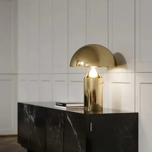 Metal and Glass Table Lamp in Black and Gold