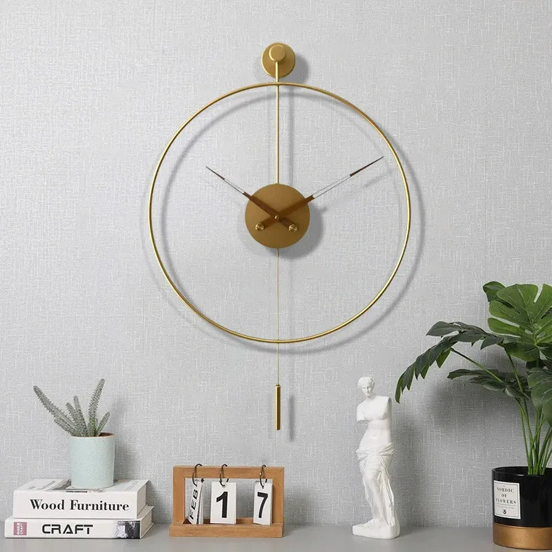 Large Silent Wall Clock – Classic Design with Pendulum