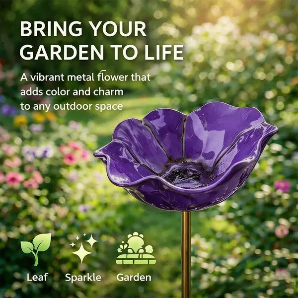 Flower-Shaped Bird Bath Garden Stake