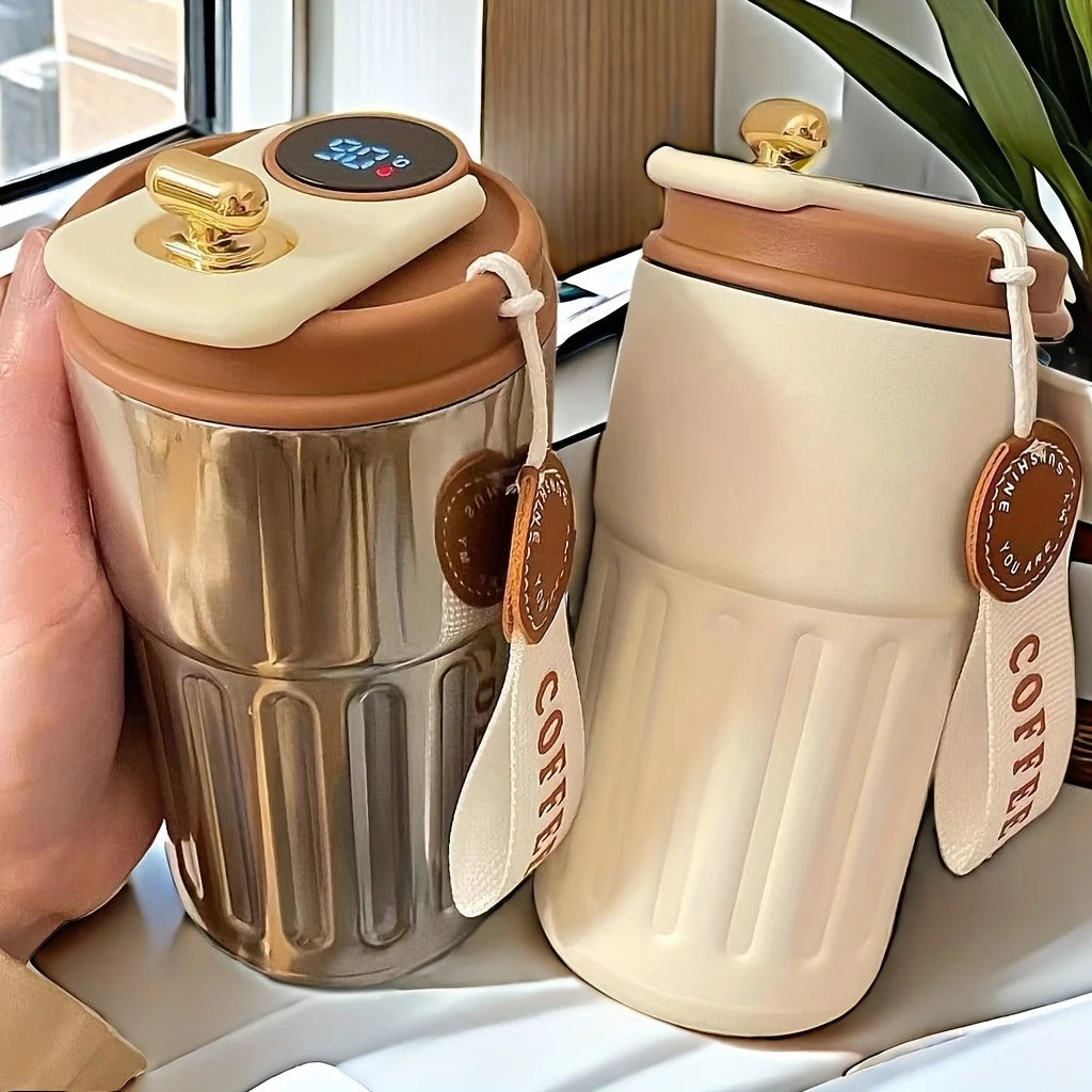 Insulated Stainless Steel Coffee Mug with Temperature Display