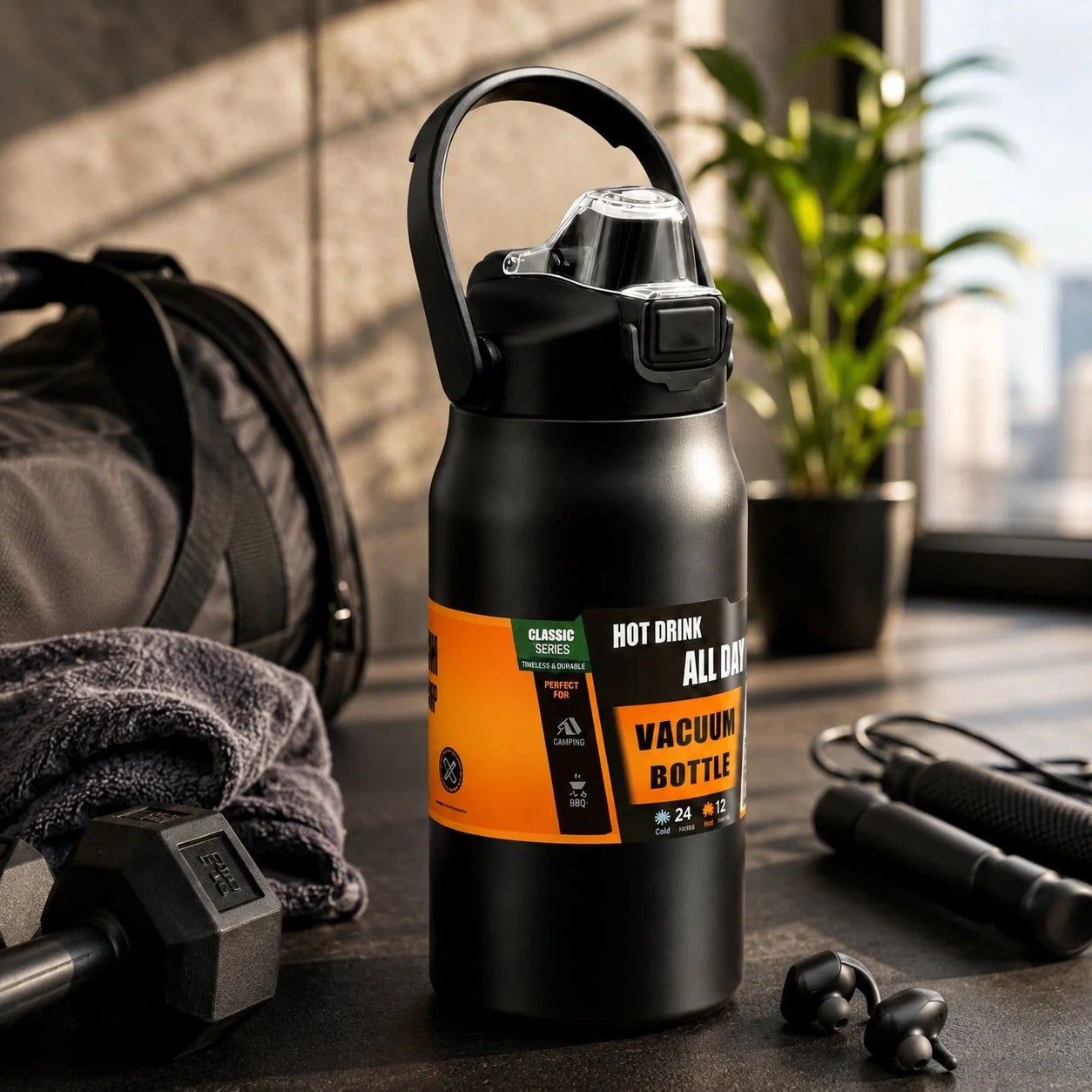 Insulated Stainless Steel Bottle with Straw