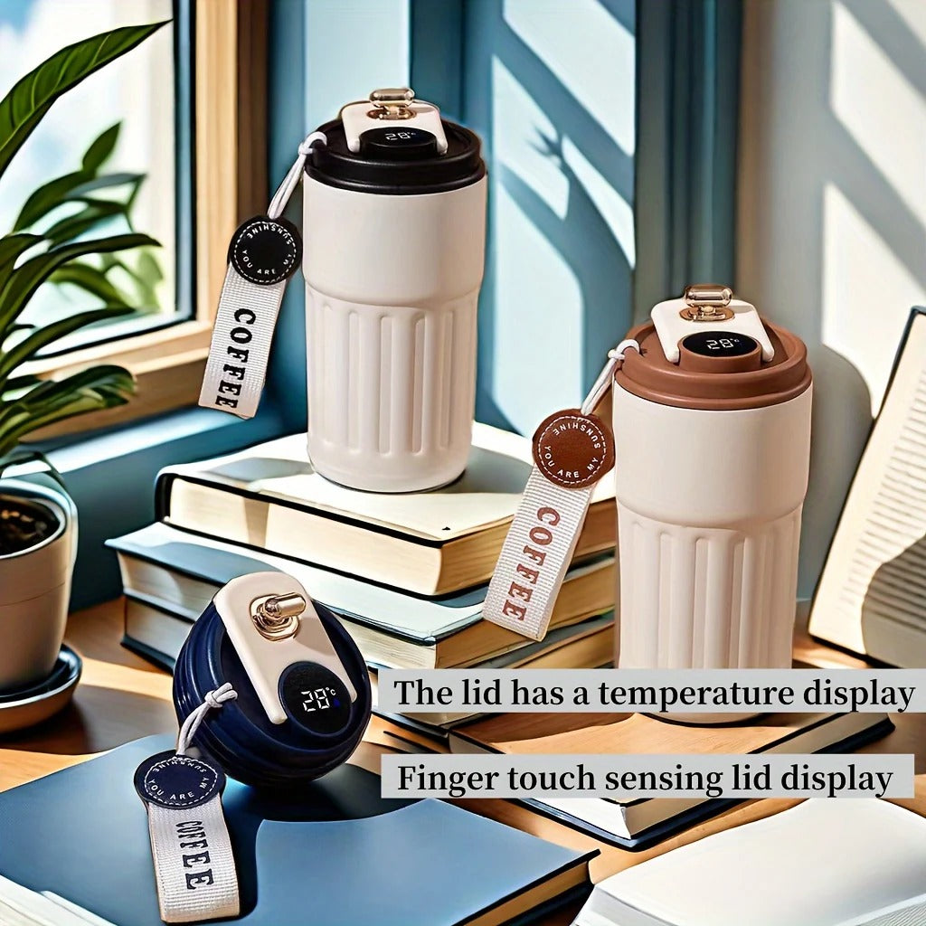 Insulated Stainless Steel Coffee Mug with Temperature Display