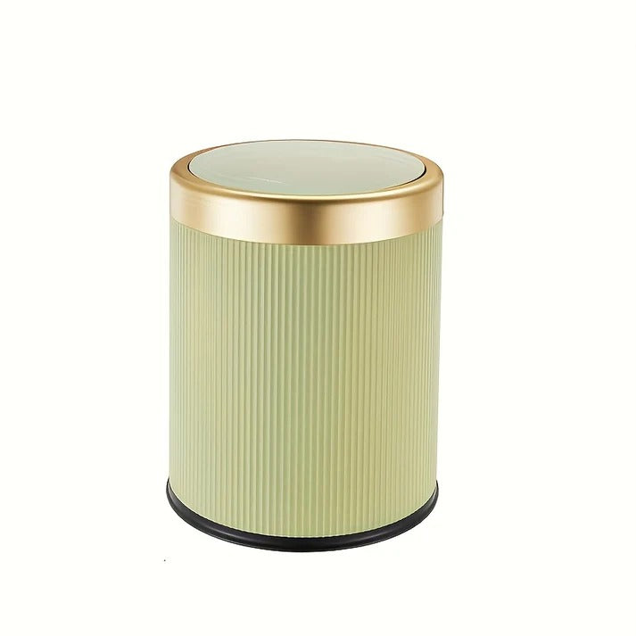 Push-Lid Trash Can with Gold Accent