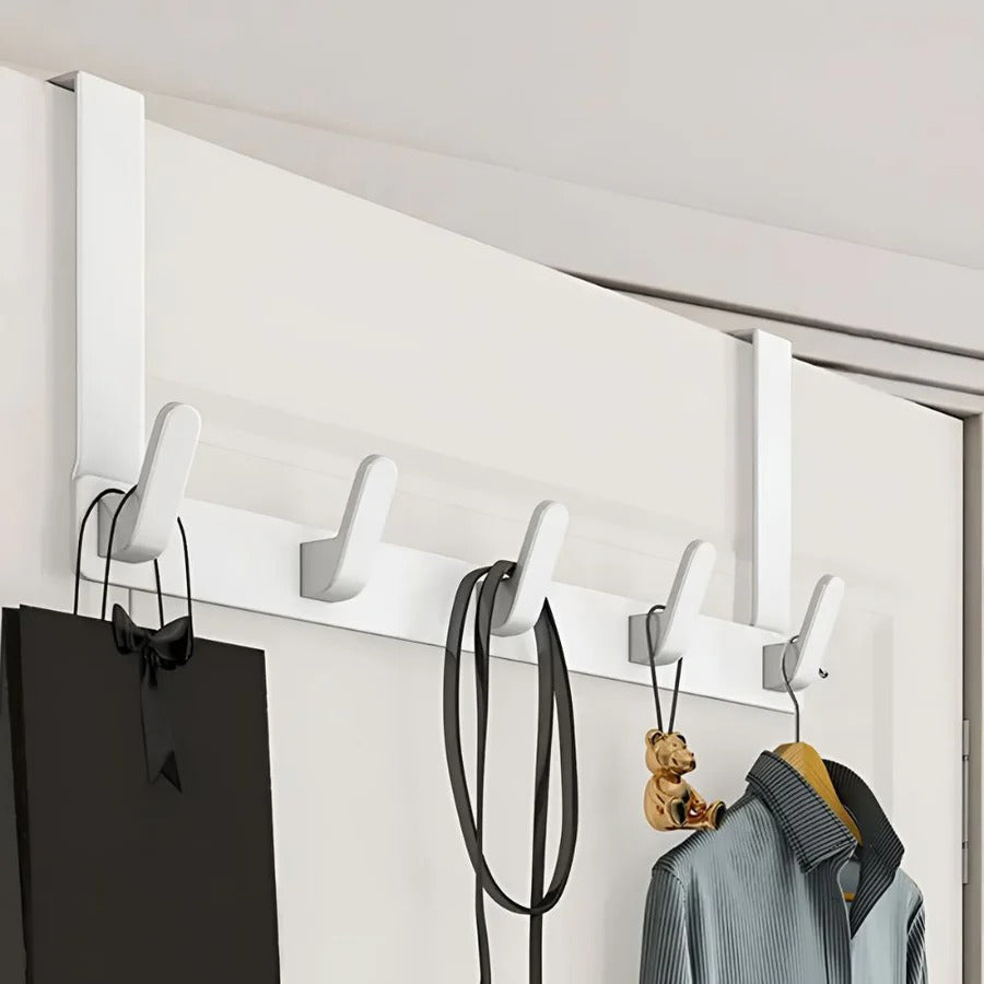 Over-the-Door Hook Rack with 5 Hooks