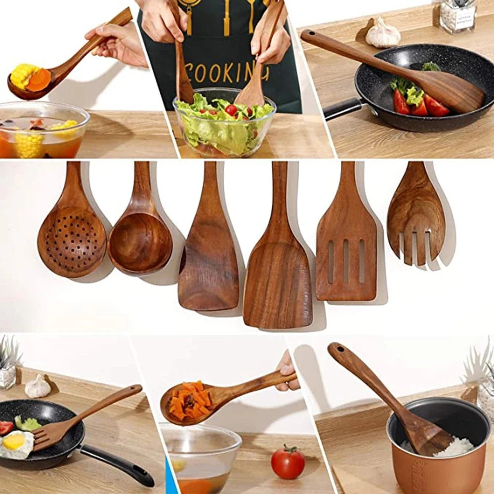 Teak Wood Kitchen Utensil Set