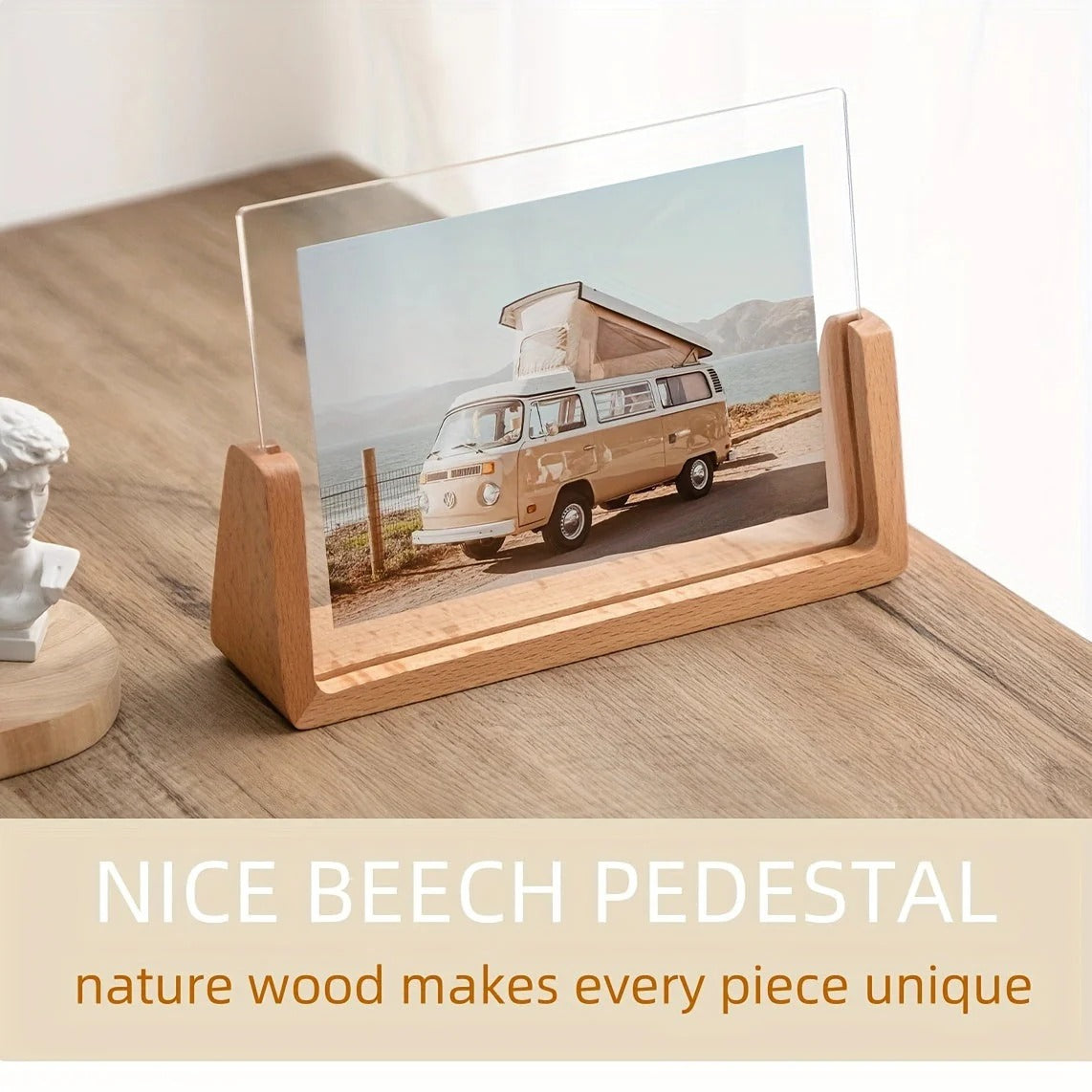 U-Shaped Acrylic and Wood Photo Frame