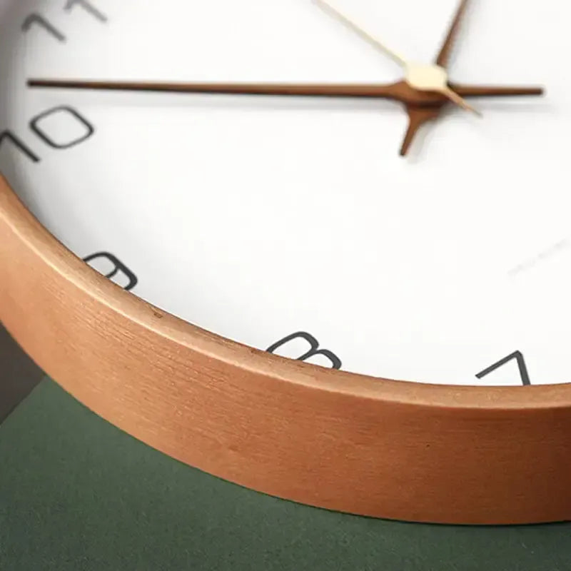 Scandinavian Solid Wood Frame Silent Wall Clock for Living Room and Bedroom