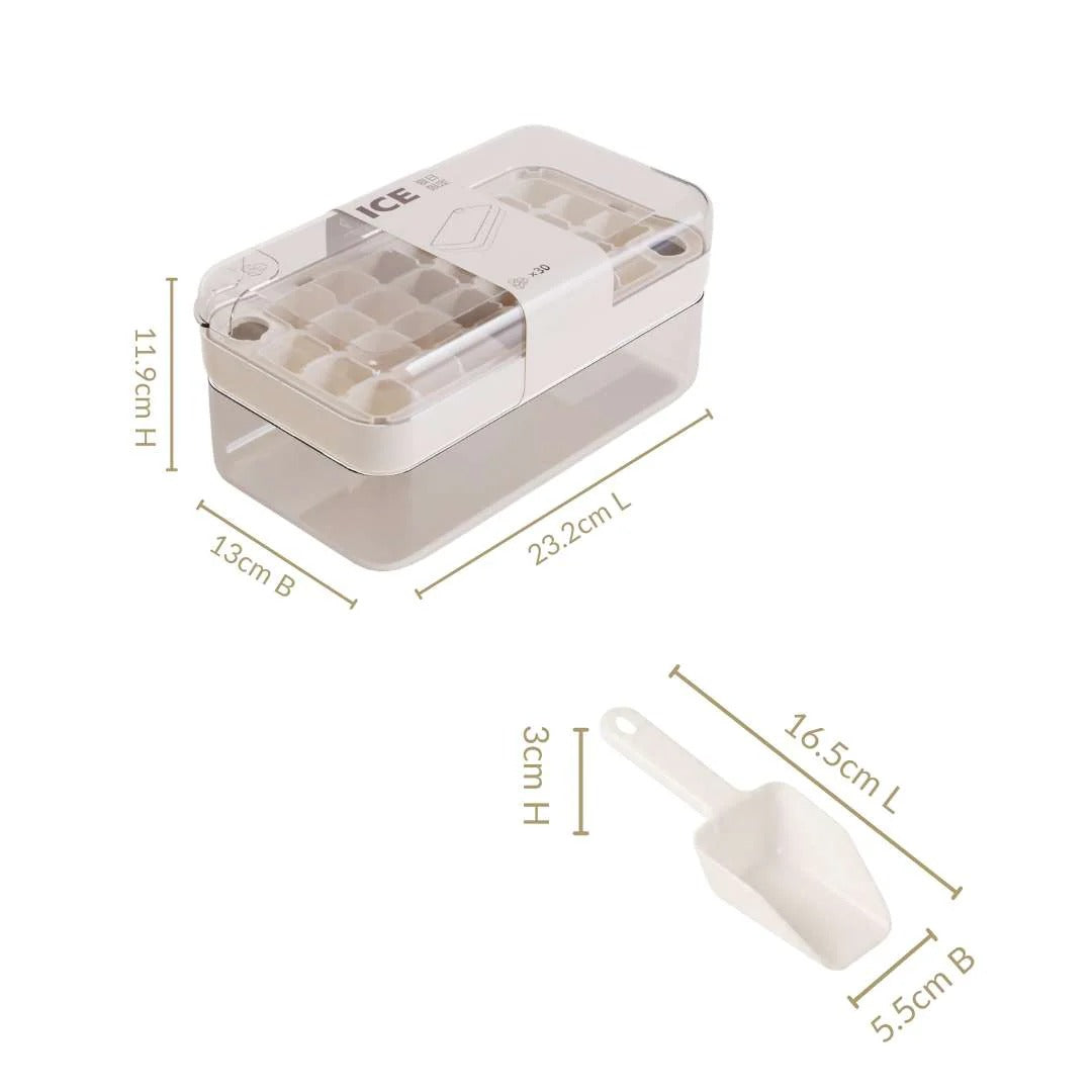 Ice Cube Tray with Lid and Container (32 Cubes)