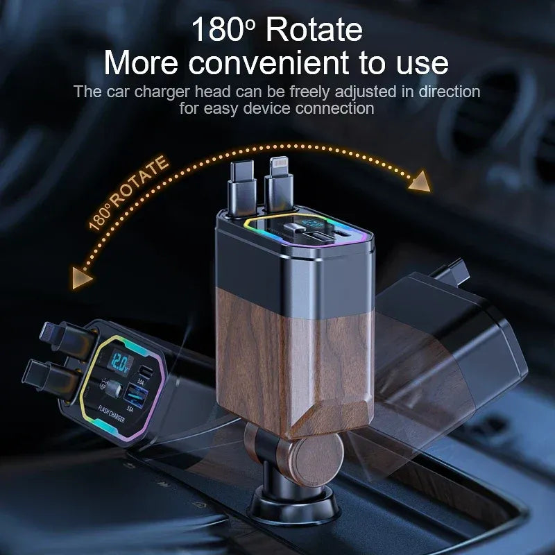 4-in-1 Foldable Car Charger with USB-C