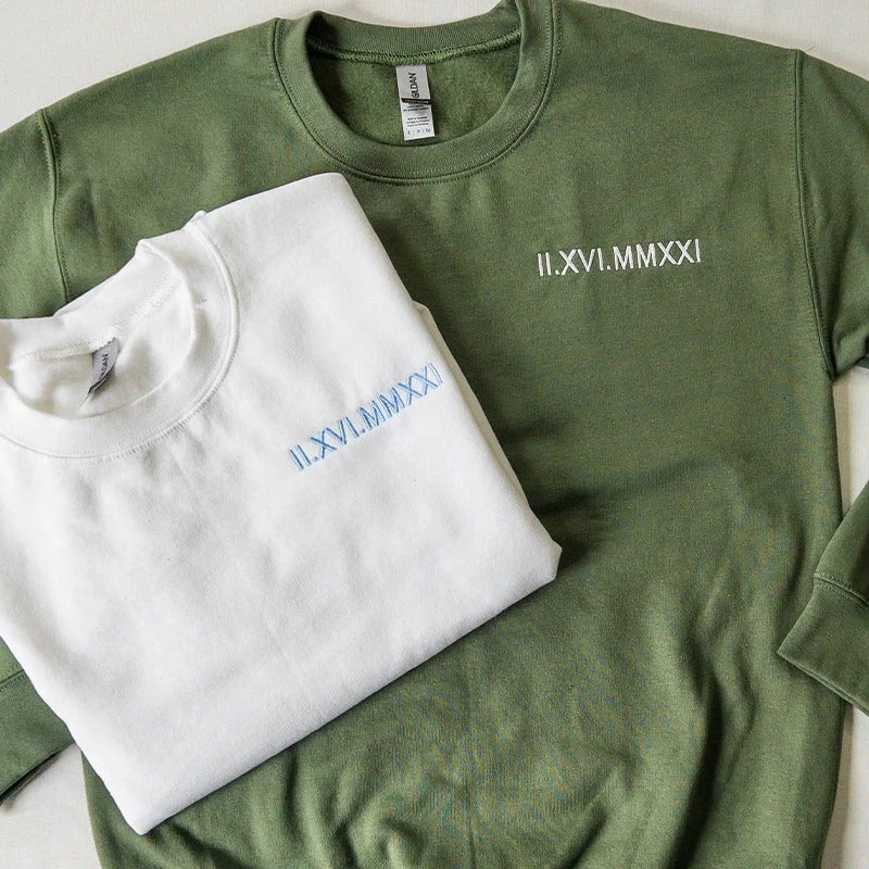 Personalised Couple Hoodie with Roman Numeral Date