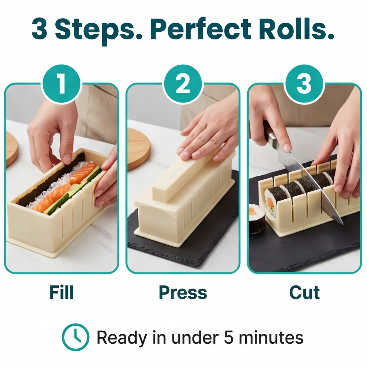 Sushi Mould Set with Cutting Guides