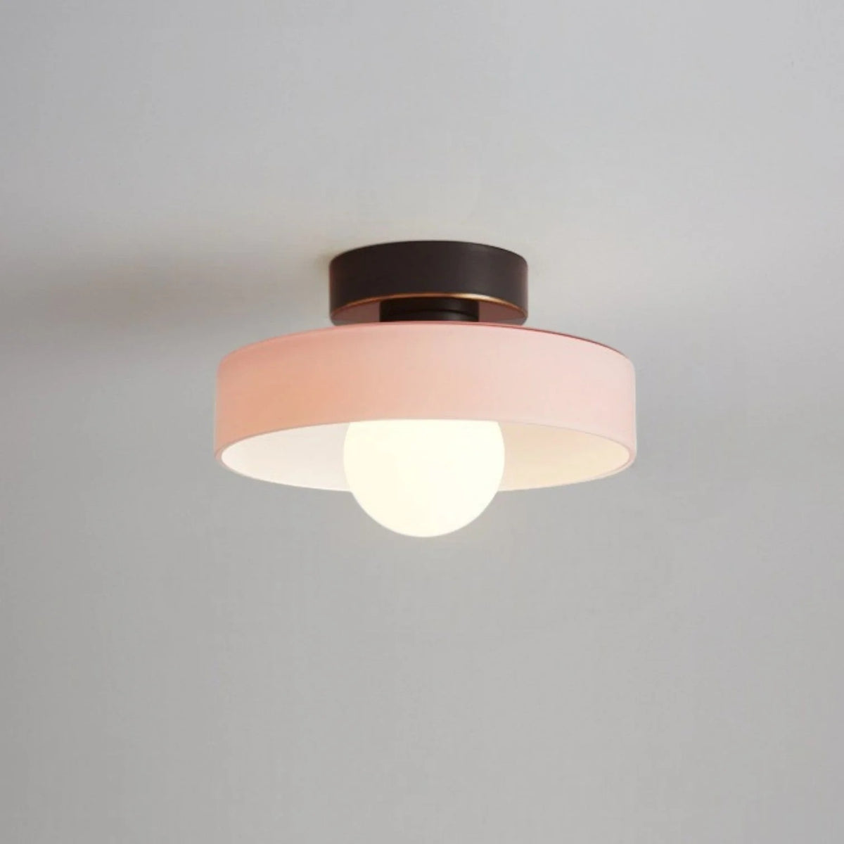 French Bauhaus Ceiling Light with Brass Accents