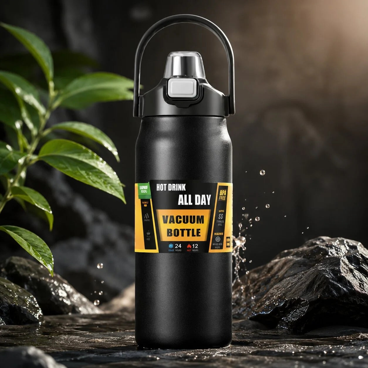 Insulated Stainless Steel Bottle with Straw
