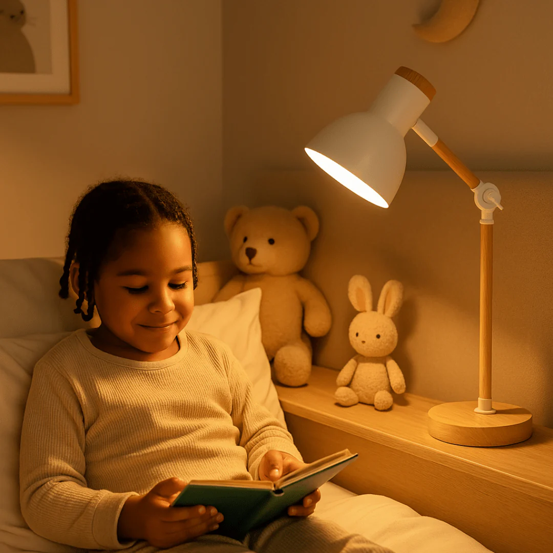 Adjustable Folding Wood and Metal Desk Lamp
