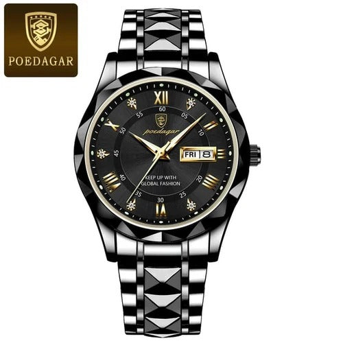 Men's Analog Quartz Watch with Date Window & Luminous Hands
