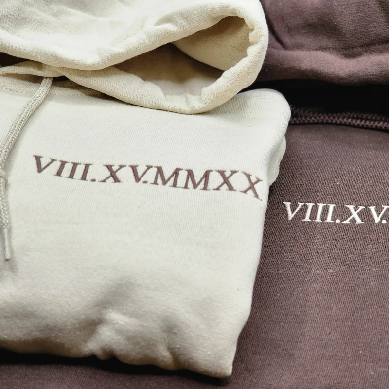 Personalised Couple Hoodie with Roman Numeral Date