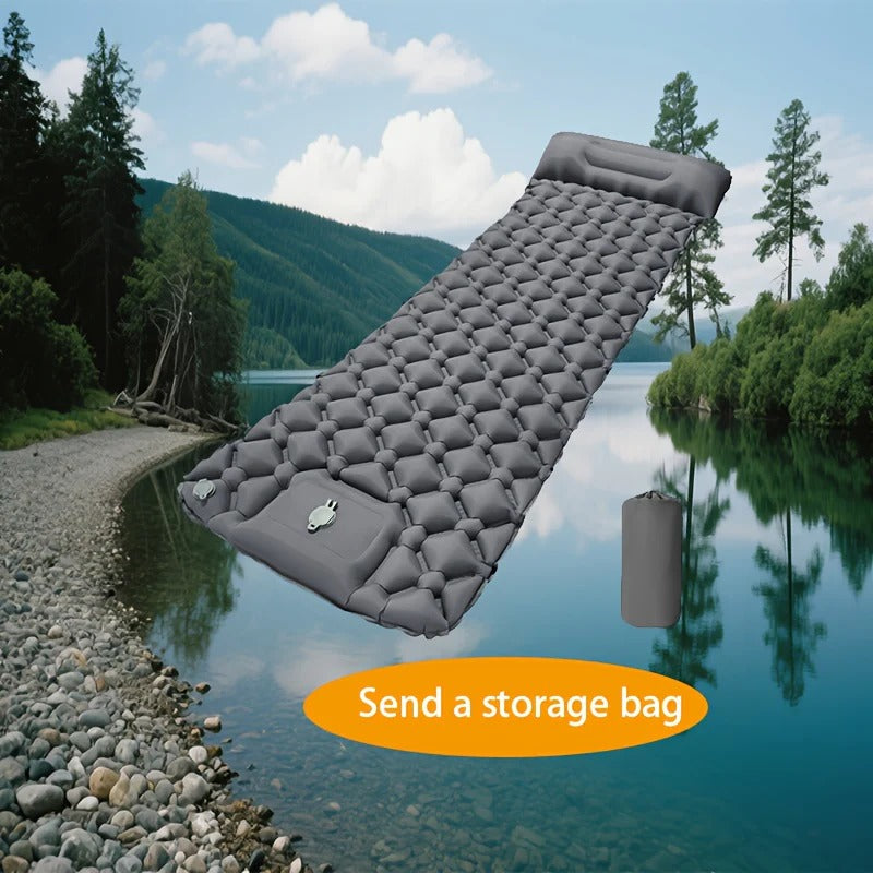 Inflatable Sleeping Mat with Built-In Foot Pump