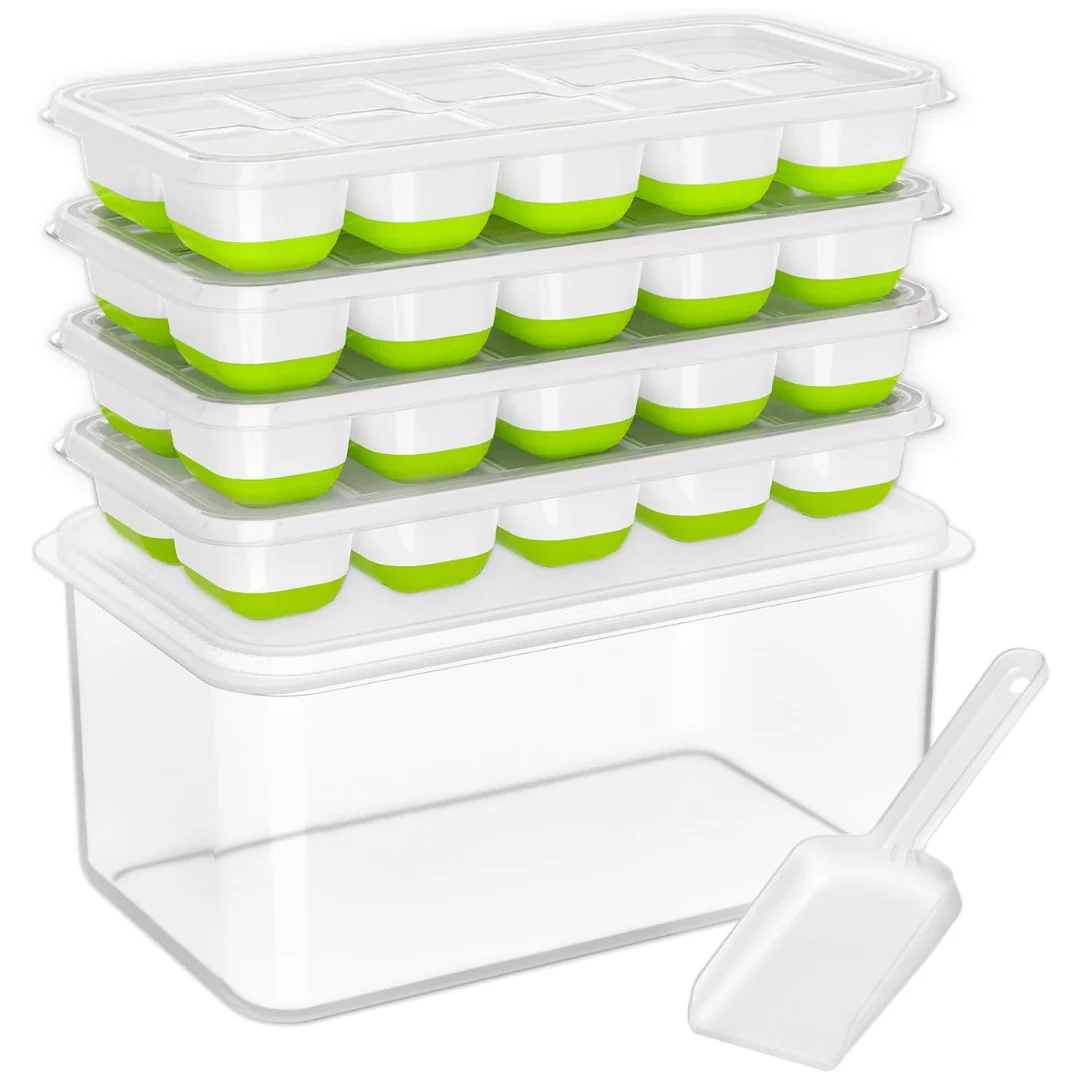 Silicone Ice Cube Tray Set with Storage Box