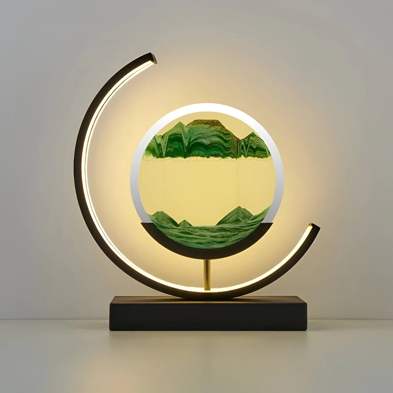 LED Sand Art Table Lamp with Circular Frame and Remote for Ambient Lighting