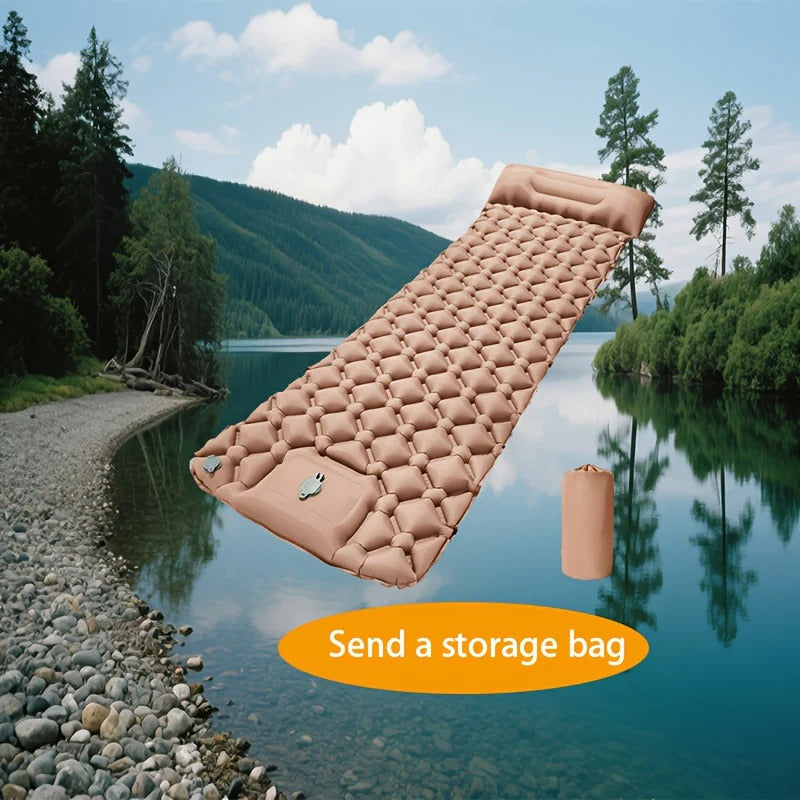 Inflatable Sleeping Mat with Built-In Foot Pump