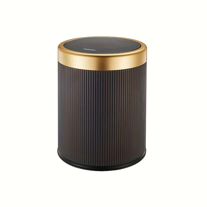 Push-Lid Trash Can with Gold Accent
