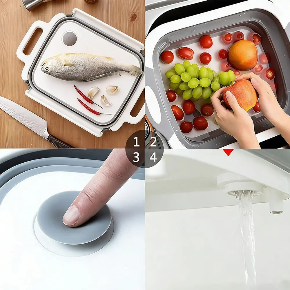 Foldable Washing-Up Bowl with Drain Plug