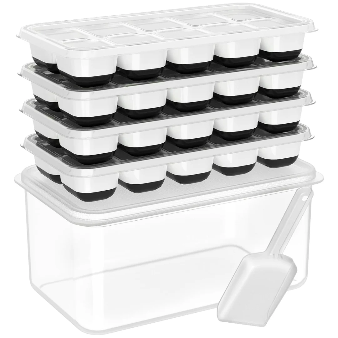 Silicone Ice Cube Tray Set with Storage Box