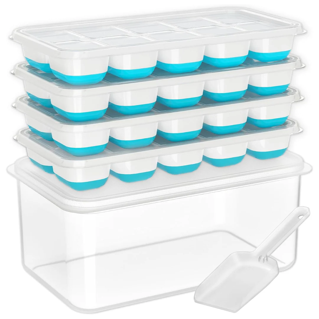 Silicone Ice Cube Tray Set with Storage Box