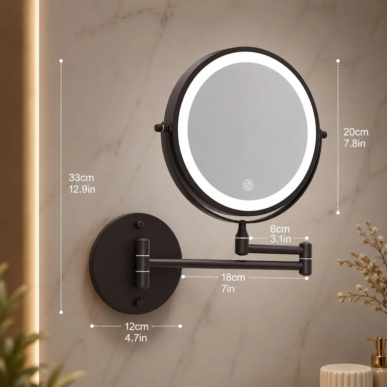 LED Wall Mirror with Magnification
