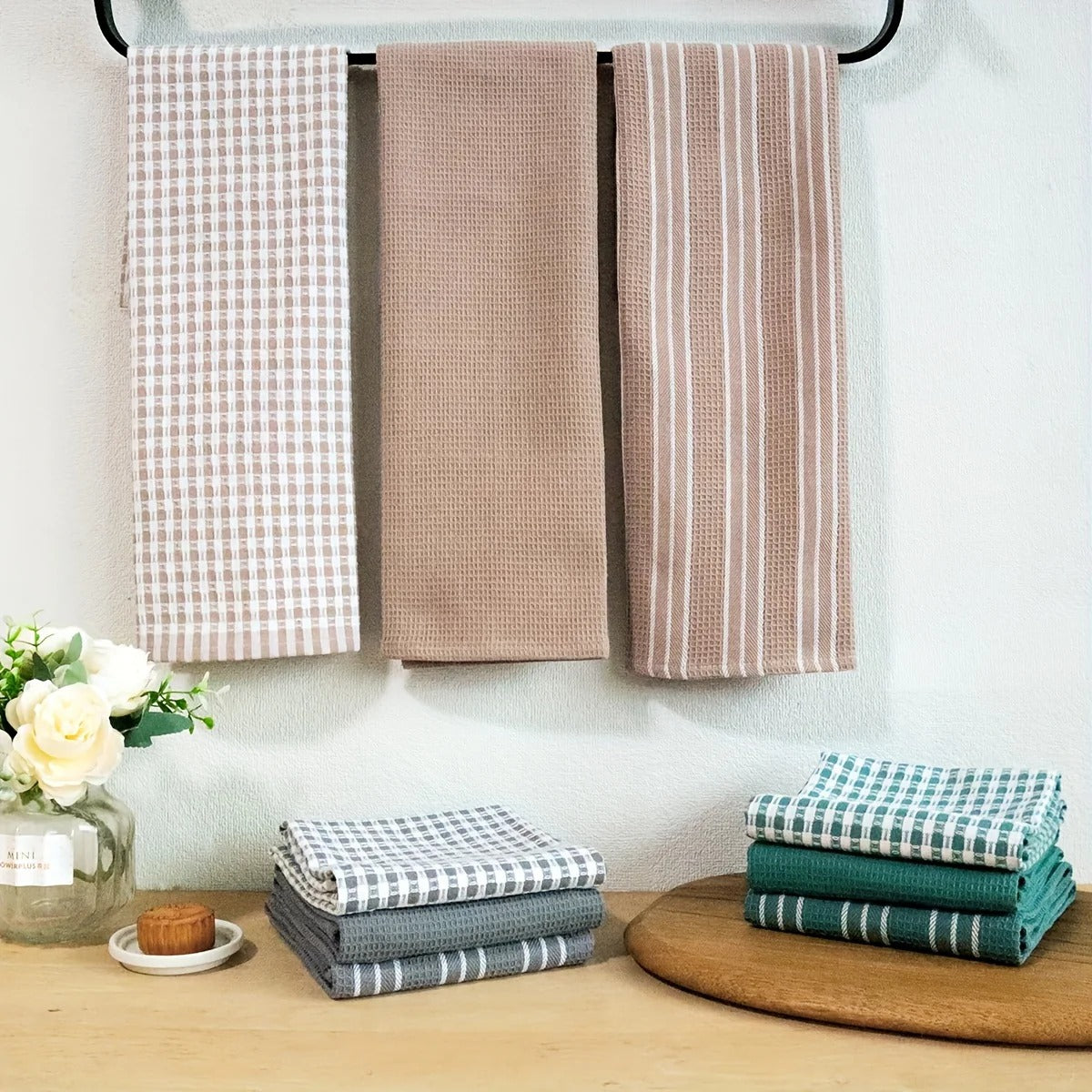 3-Piece Waffle Kitchen Towel Set