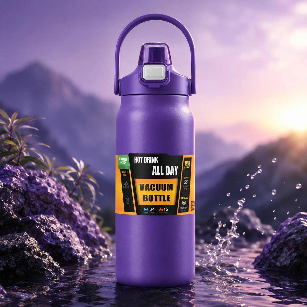 Insulated Stainless Steel Bottle with Straw