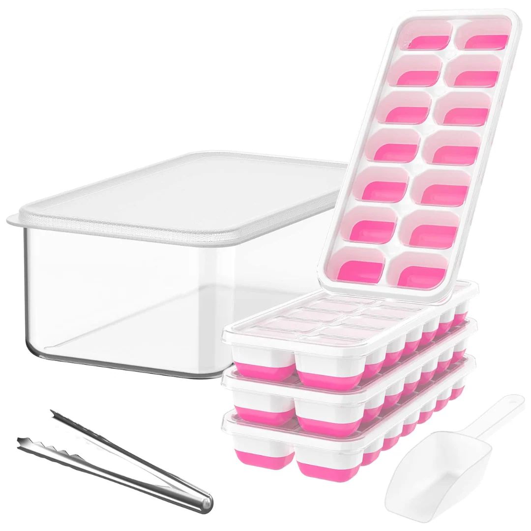 Silicone Ice Cube Tray Set with Storage Box