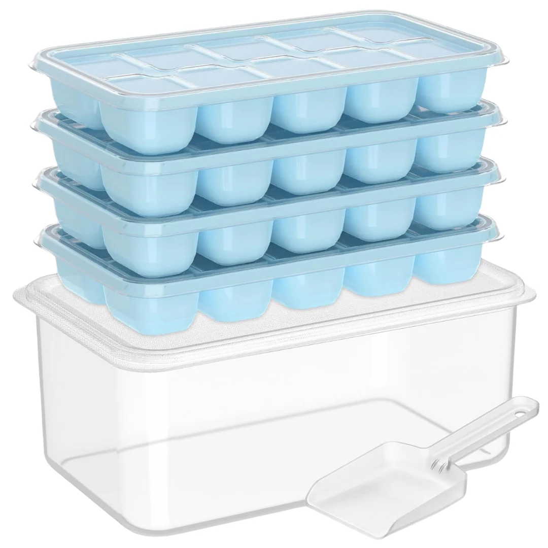 Silicone Ice Cube Tray Set with Storage Box