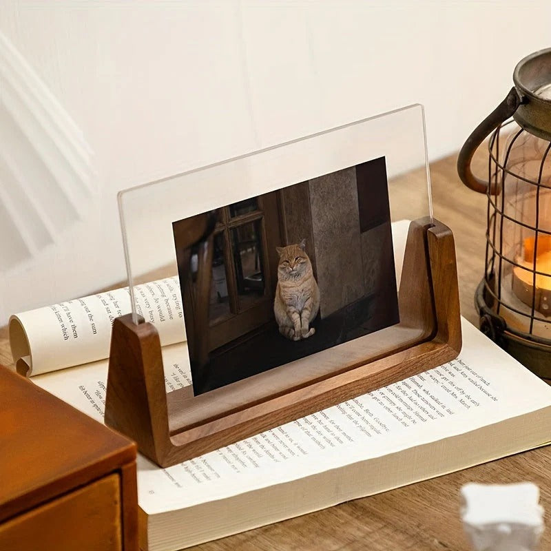 U-Shaped Acrylic and Wood Photo Frame