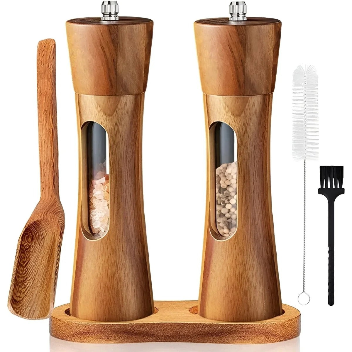 Wooden Spice Mill with Viewing Window