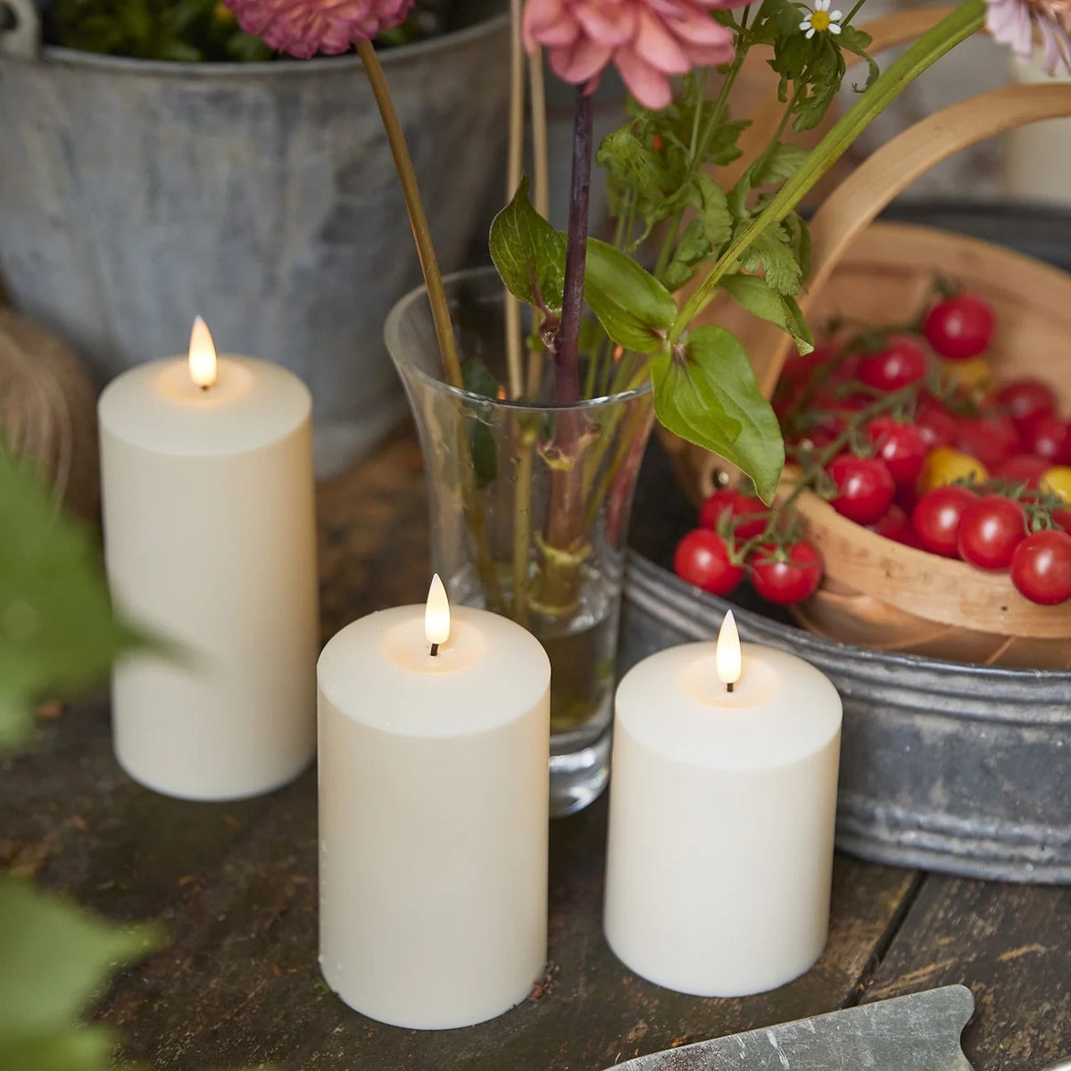 KerzenNest Outdoor LED Candles – Set of 3 with Auto-Off Timer